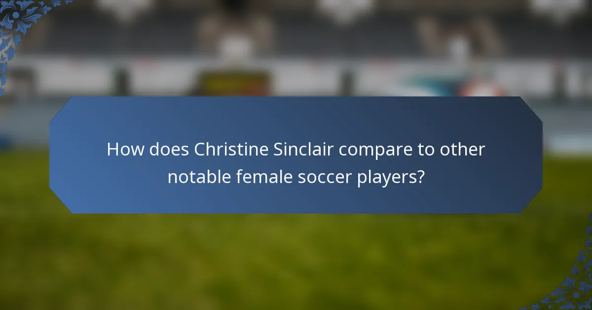 How does Christine Sinclair compare to other notable female soccer players?