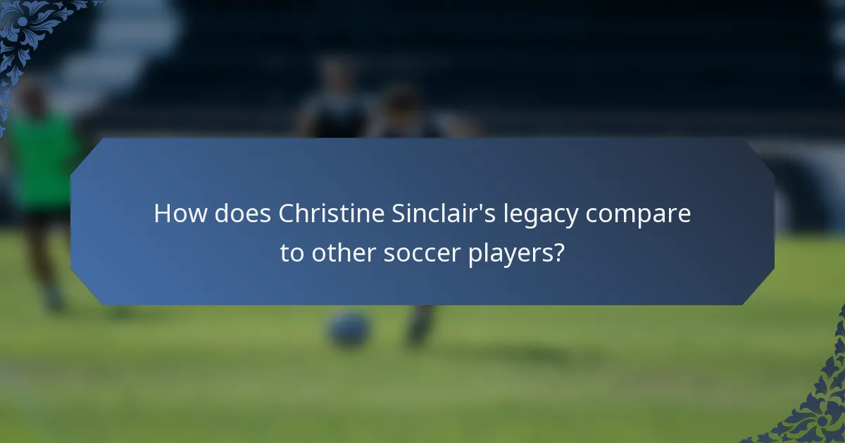 How does Christine Sinclair's legacy compare to other soccer players?