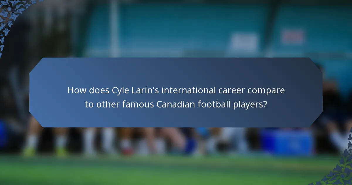 How does Cyle Larin's international career compare to other famous Canadian football players?