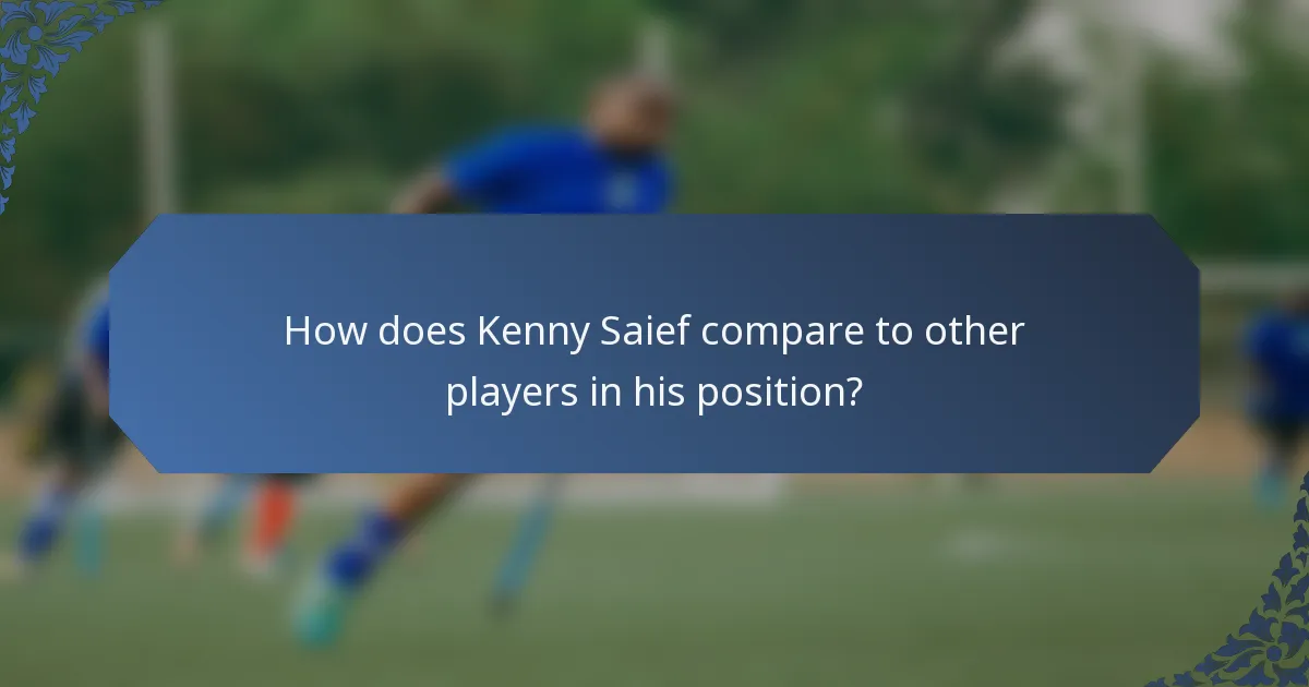 How does Kenny Saief compare to other players in his position?