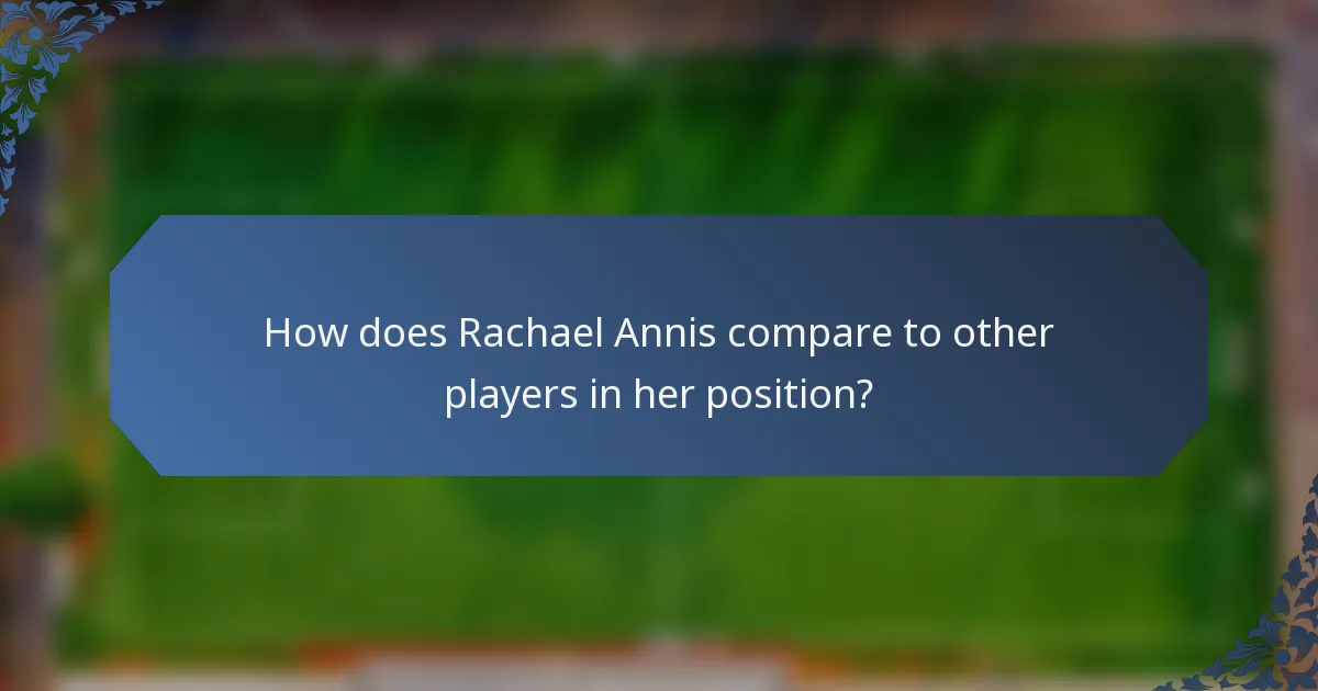How does Rachael Annis compare to other players in her position?