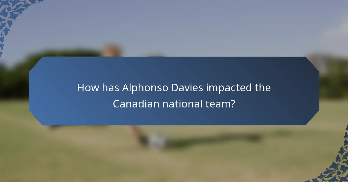 How has Alphonso Davies impacted the Canadian national team?