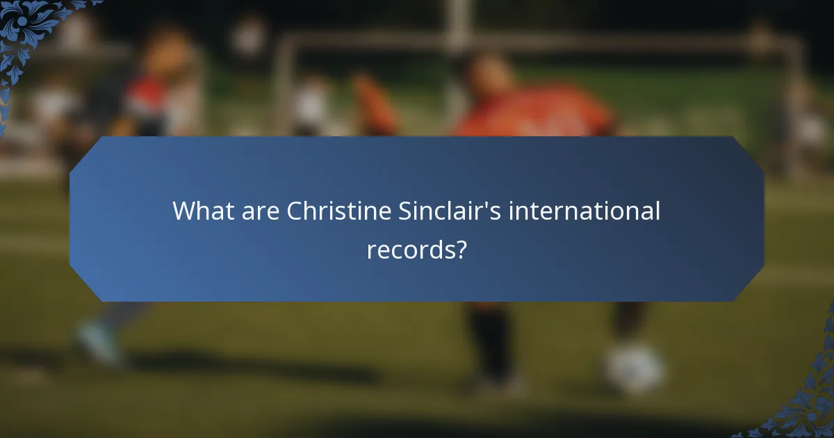 What are Christine Sinclair's international records?