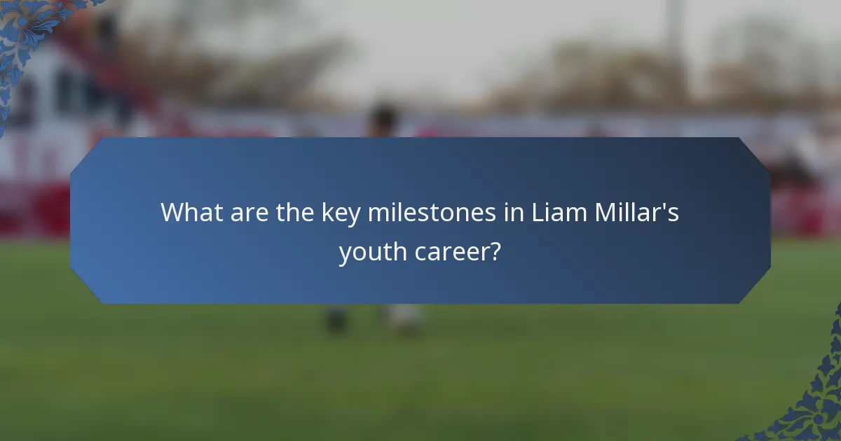 What are the key milestones in Liam Millar's youth career?