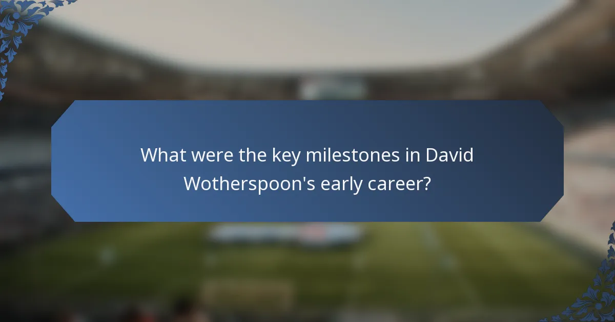 What were the key milestones in David Wotherspoon's early career?
